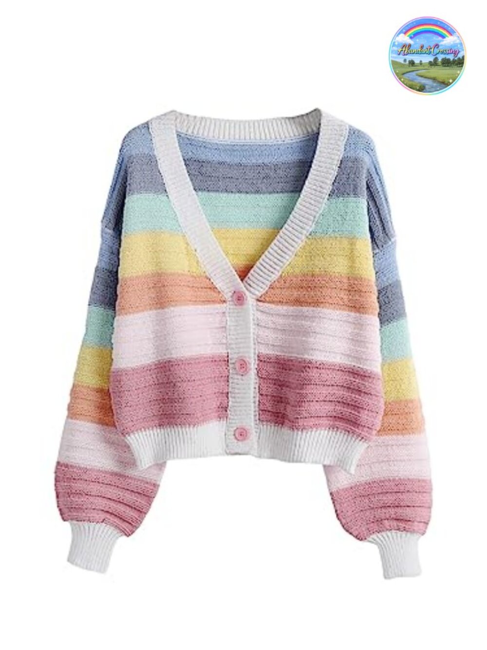 Color Block V Neck Button Front Cardigan, Cropped Long Sleeve Knit